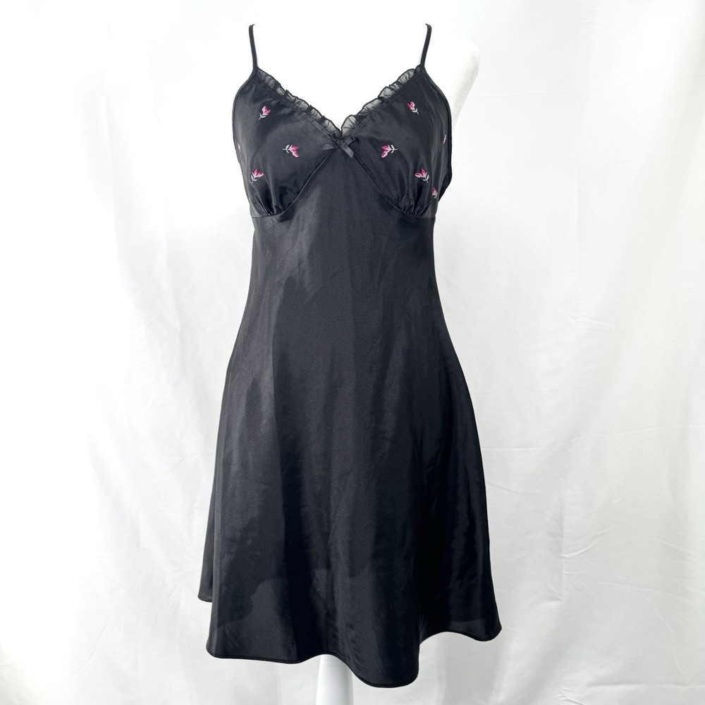 Vtg Babydoll Satin Mini Slip Dress S Indie Coquette Whimsigoth Indie Layering
